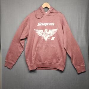 Snap On Mens Large Hoodie Burgundy Red Kangaroo Pouch Company Logo on back